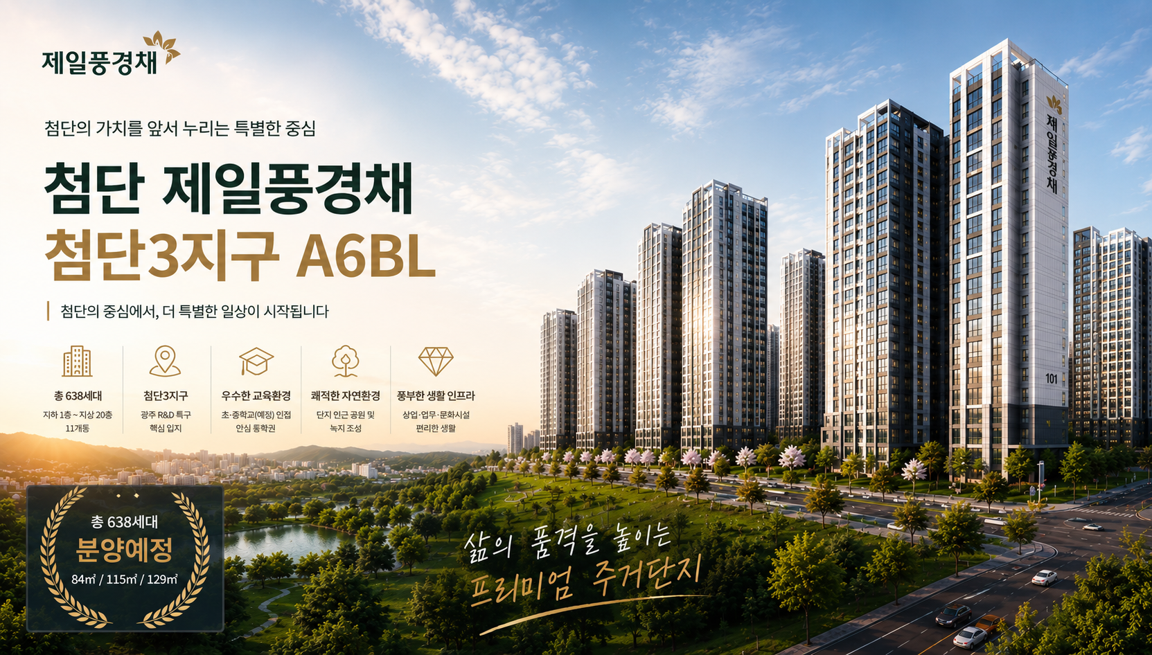 첨단3지구 제일풍경채 A6BL 모델하우스 분양가 청약 주소 입지환경